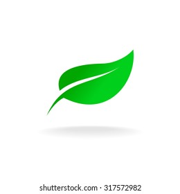 Simple Elegant Single Green Leaf Logo