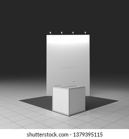 Black White Exhibition Booth Modern Reception Stock Illustration ...