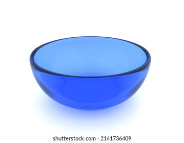 A Simple Empty Blue Glass Bowl. 3D Rendering.