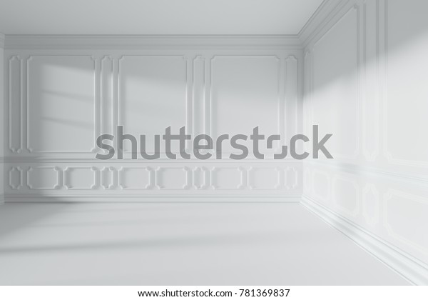 Simple Empty White Room Interior Sunlight Stock Illustration 781369837