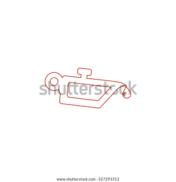 Simple engine oil. Red outline\
illustration pictogram on white background. Flat simple\
icon