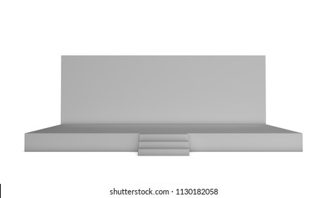 Simple Event Stage On White Background. Front View. 3d Illustration