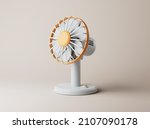 Simple fan or ventilator on floor 3d render illustration.