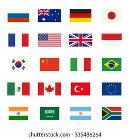 Simple flags icons of the countries in flat style. Raster version.