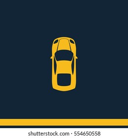 Simple Flat Car Top View Icon.