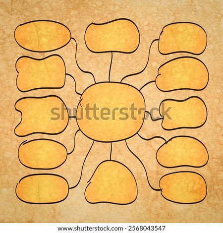 simple flowchart sketch or mind map infographics template with 13 blank elements