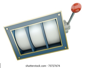 Simple Fruit Machine With Blank Reels Over White Background. 3D Render.