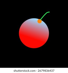 Simple Fruit vector design with Stem,Gradient Red and Blue Fruit Icon