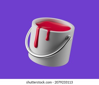 Simple Full Paint Bucket Tool With Dripping Paint 3d Render Illustration