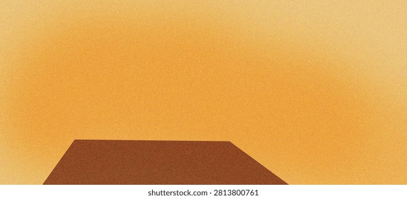 A simple geometric shape resembling a flat rectangular block positioned against a smooth gradient background transitioning from light to warm orange tones