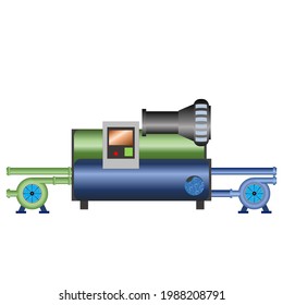 Simple Graphic : Building Centrifugal Chiller System Is In Operation With Chilled Water Pump And Condenser Water Pump