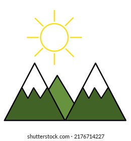 A simple graphics snow capped mountain   sunshine