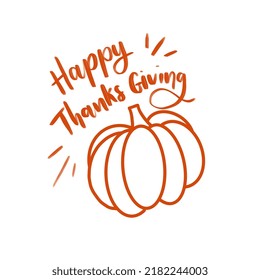 Simple Greeting Card To Happy Thanks Giving For Coloring Childern.