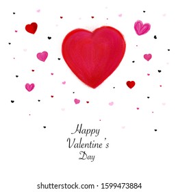 Simple hand drawn pink, red heart Valentine's day greeting card. Women's day, Mother's day, birthday card greeting card - Powered by Shutterstock