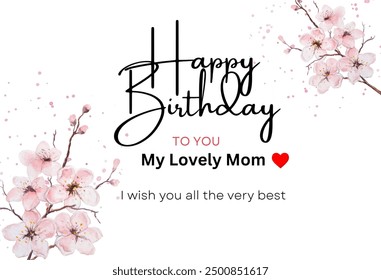 Simple happy birthday to you my lovely mom text with beautifull background floral happy birthday greeting card design. - Powered by Shutterstock