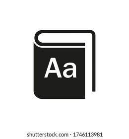 Simple Icon Of Book With Alphabet. Dictionary, Encyclopedia, Reference Book. Book Concept. Can Be Used For Topics Like Information, Education, School