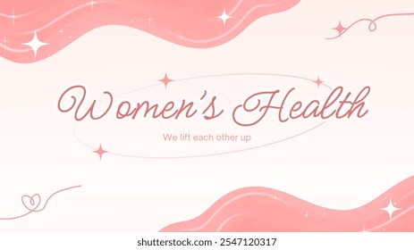 Simple illustration banner graphic women health create awareness we lift each other up support community helping others bring positivity pink background with stars shining caligraphy writing smooth - Powered by Shutterstock