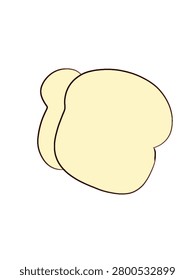 Simple illustration of a single slice of white toast or sandwich bread, daily breakfast food staple.