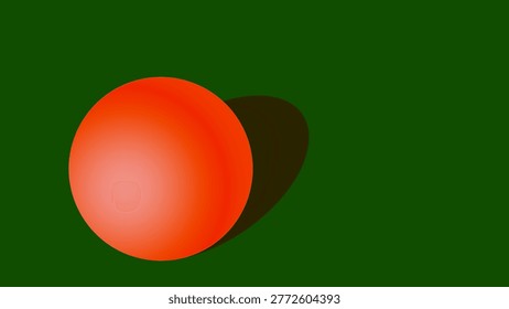 simple image of a geometric shape. A red spere on the green background. 