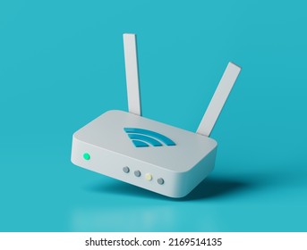 Simple Internet Wifi Router With Antennas 3d Render Illustration.