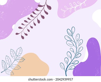 Simple Leafy Abstract Background. Mock Up Art Design. Sweet Pastel Backdrop Wallpaper.