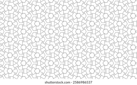 Simple line art seamless pattern as a geometric background. Tileable cermaic kitchen, floor tiles.grid, network, lattice. Block seamless, endless allover fabric print.