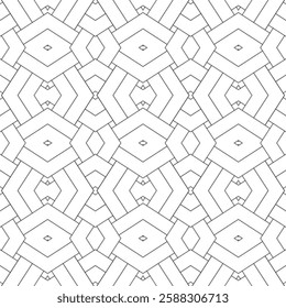 Simple line art seamless pattern as a geometric background. Tileable cermaic kitchen, floor tiles.grid, network, lattice. Block seamless, endless allover fabric print.