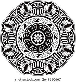 Simple line designs, line drawing for practicing coloring, mandala art, line drawing for making coloring books, printing, covers, patterns on product surfaces.