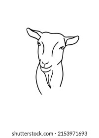 Simple Line Drawing Goat Head Stock Illustration 2153971693 | Shutterstock