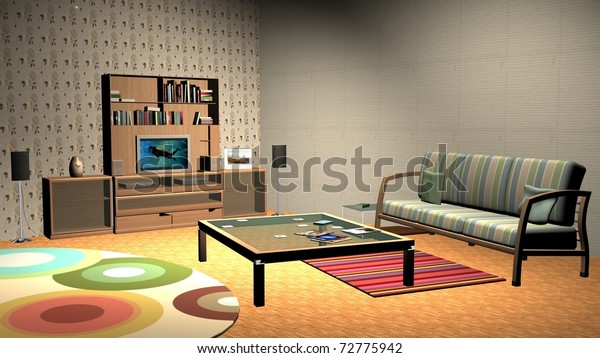 Simple Livingroom Interior Stock Illustration 72775942