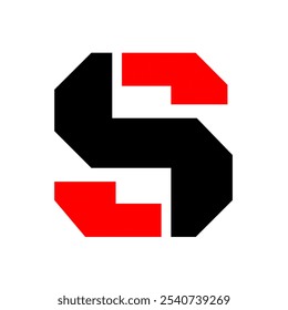 Simple logo design of initial letter S in red and black combination, isolated on white background  - Powered by Shutterstock