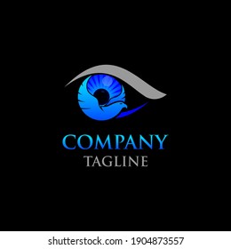 simple and modern logo eagle eye with eagle inside the outline of the eye, very suitable for your company