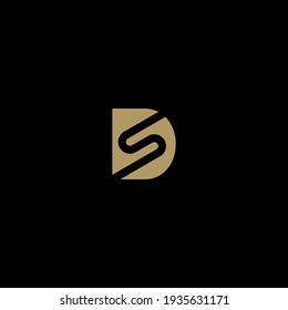 simple monogram letter DS. artistic minimal black and golden color initial based letter icon logo