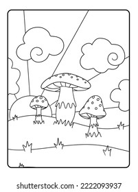 Simple Mushroom Coloring Page In US Letter Format