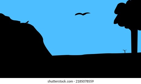 Simple Nature Silhouette Illustration Art Wallpaper Stock Illustration ...