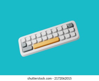 Simple Old School Keyboard 3d Render Illustration.