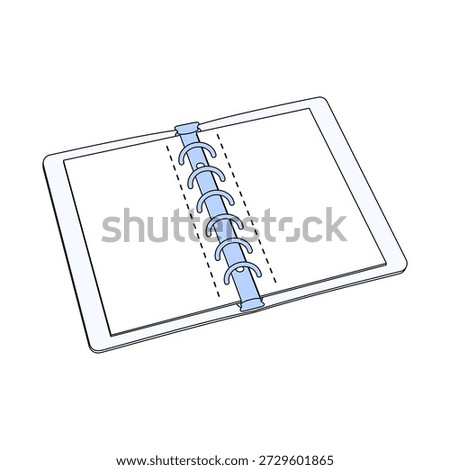 simple, open, blank binder in blue