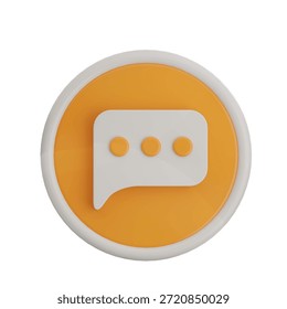 Simple orange chat bubble icon representing messaging, communication, or customer service in digital interfaces.
