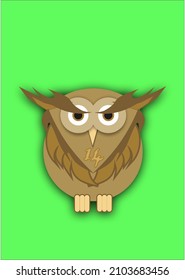 A simple owl logo with a thin black shadow in green background.