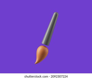 Simple paintbrush tool for designers 3d render illustration.