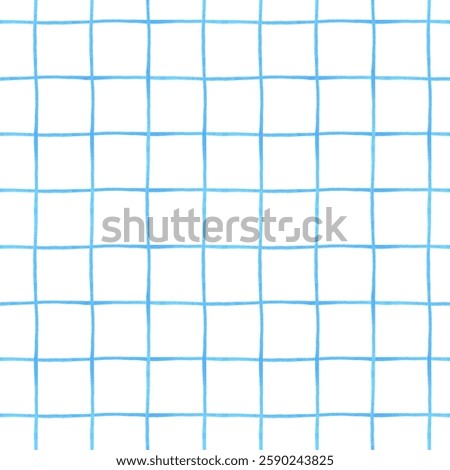 Simple pattern with blue checkered design on a white background, hand-drawn watercolor lines