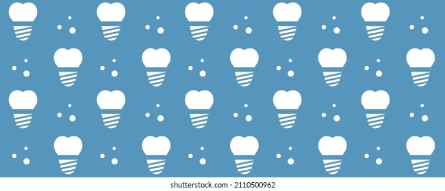 Simple pattern of dental implan. Flat illustration of teeth.