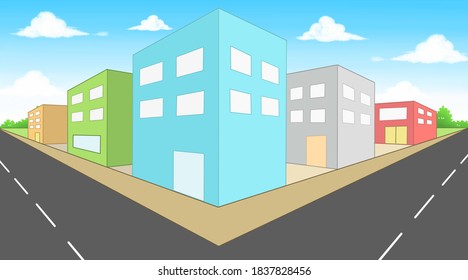 Simple Perspective Drawing Colorful Building Intersection Stock ...