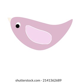 Simple Pink Bird With Yellow Wing On White Background For Shopper, Package, Wrapping, Wrapping Paper, Print