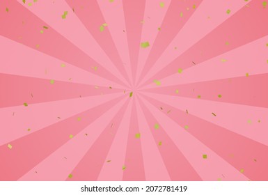 Simple Pink Sunburst Background And Confetti