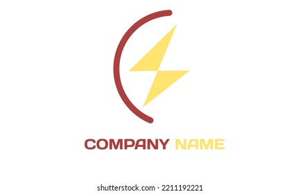 Simple Power Plant Logo, Yellow Red Theme, The Concept Of A Logo Letter In The Form Of Electricity Means Electricity
