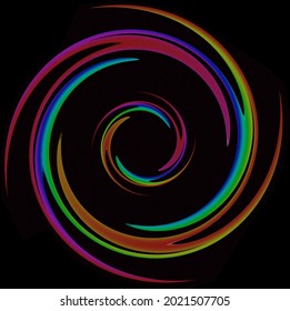 Simple Rainbow Colored Computer Generated Artsy Circle On Black