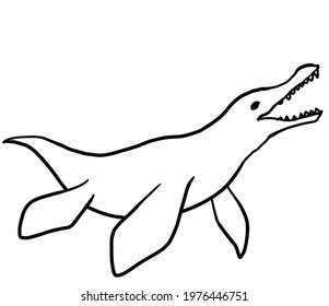 Simple Realistic Mosasaurus Line Drawing Stock Illustration 1976446751 ...