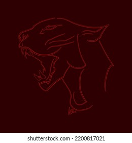 A Simple Red Animal Tattoo Design. Black Panther Tattoo Design.