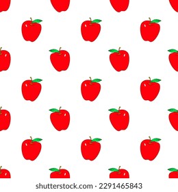 Simple Red apple seamless pattern. On the light background.. Fruit tasty background.

